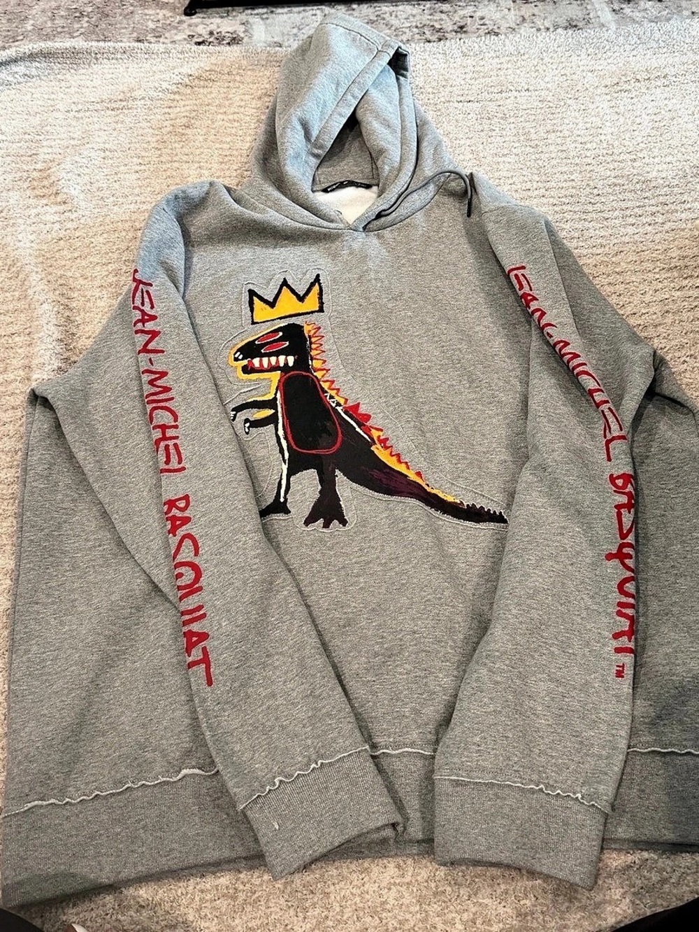 Jean-Michel Basquiat Pez Dispenser Dinosaur Hoodie in Gray
